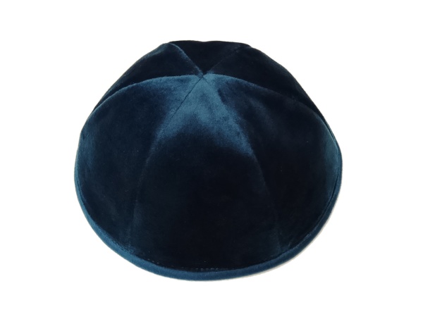 картинка Кипа 6к. велюр синий, тесьма основной материал от магазина Бронная.Shop+