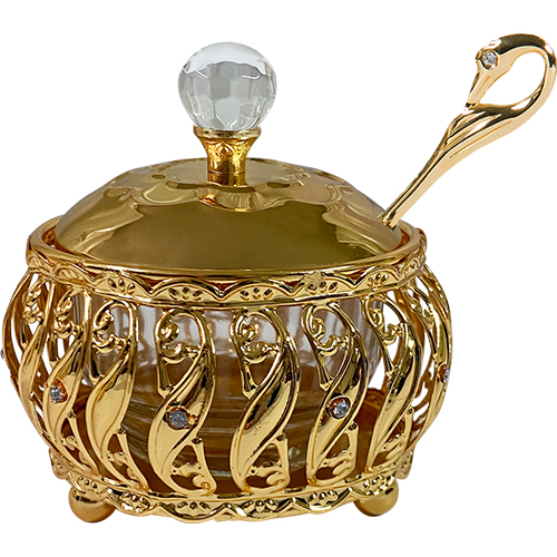 картинка Баночка для меда золотистый металл от магазина Бронная.Shop+