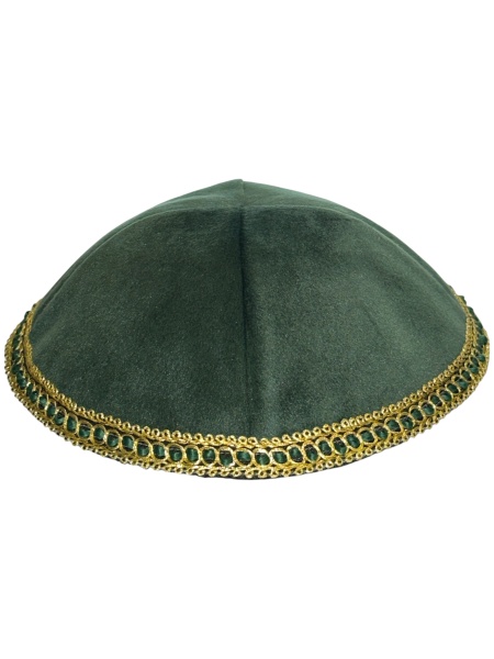 картинка Кипа 4к. велюр зеленый, тесьма ажурная от магазина Бронная.Shop+