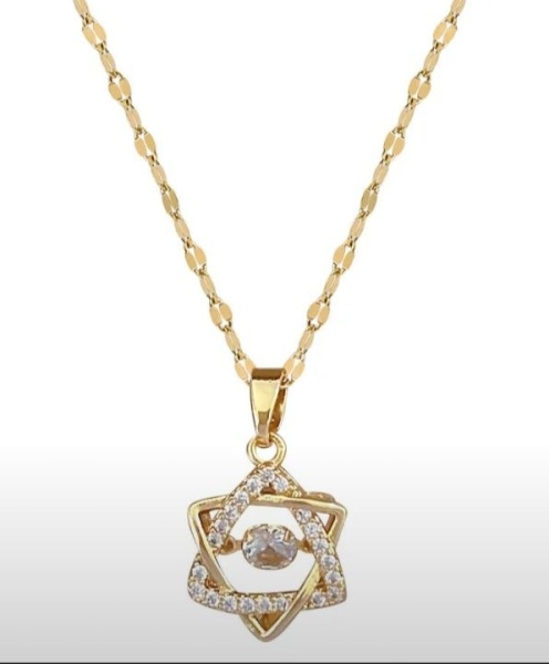 картинка Подвеска маген давид с подвижным кристаллом золотистая от магазина Бронная.Shop+