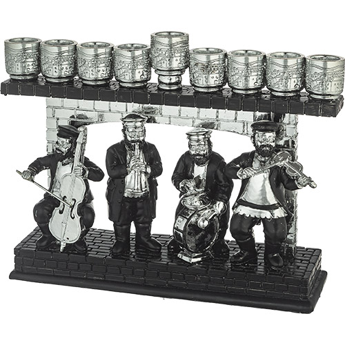 картинка Ханукия хасиды черная с серебристым от магазина Бронная.Shop+