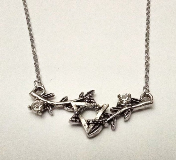 картинка Колье ветки и маген давид серебристое  от магазина Бронная.Shop+