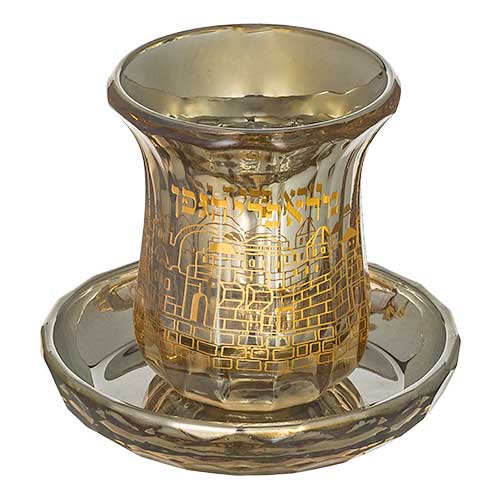картинка Набор для кидуш золотой Иерусалим стекло от магазина Бронная.Shop+