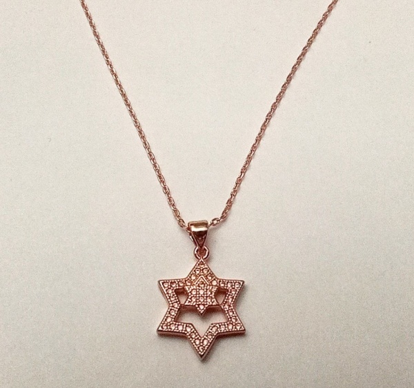 картинка Подвеска двойной маген давид с кристаллами розовое золото от магазина Бронная.Shop+