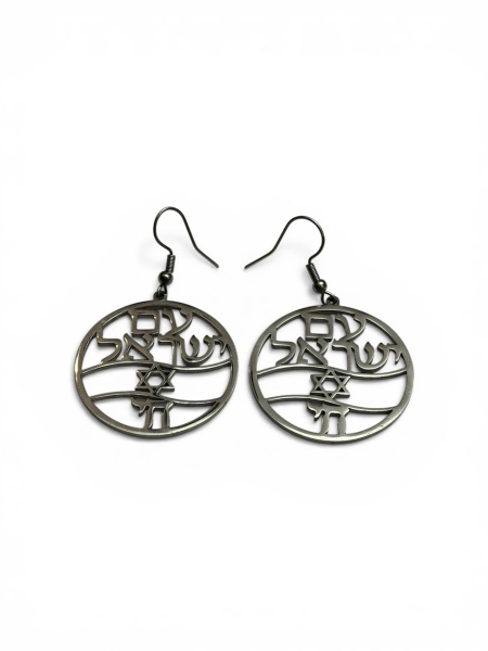 картинка Серьги Ам Исроэль Хай серебристые от магазина Бронная.Shop+