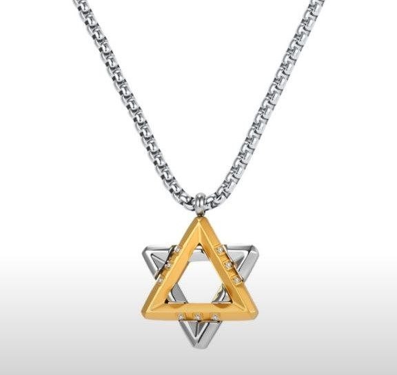 картинка Маген давид золотистый треугольник и кристаллы от магазина Бронная.Shop+