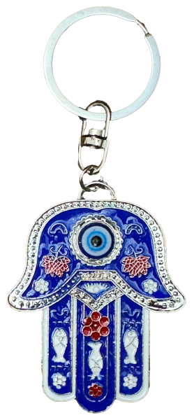 картинка Брелок хамса метал синяя с глазом от магазина Бронная.Shop+